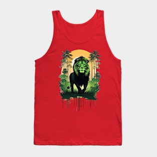 King Of The Jungle Lion Portrait Sunset Design Tank Top